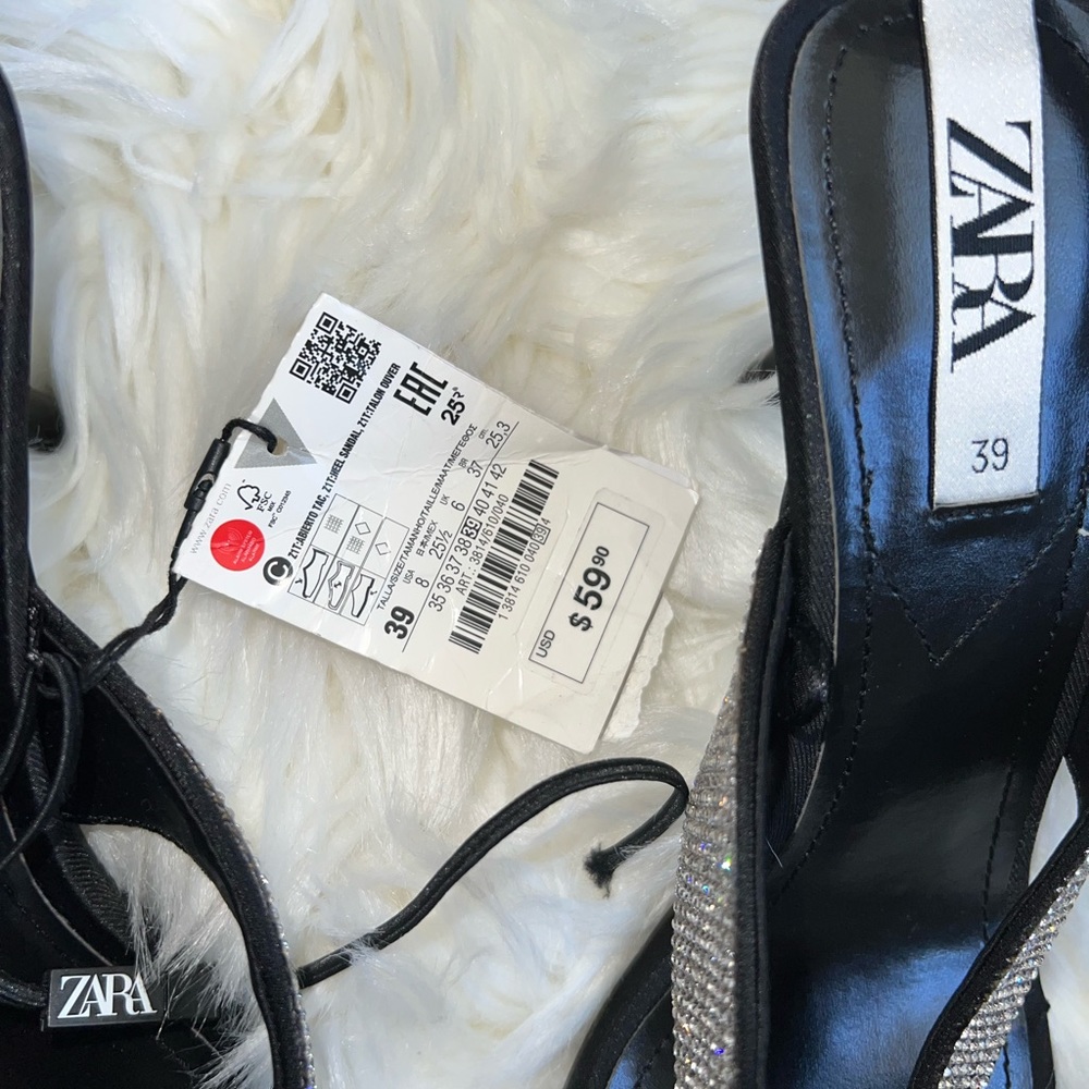 Comfortable Black Zara heeled sandals with glitters. Never worn brand new.